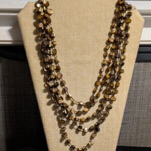 Multi-Strand Brown Beaded Necklace